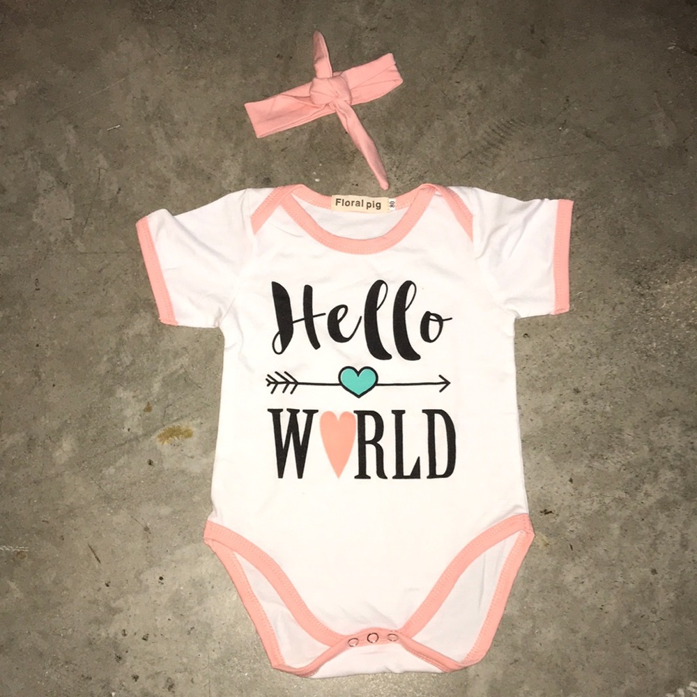 NEW Baby Onesie and Headband set “Hello World” 💕